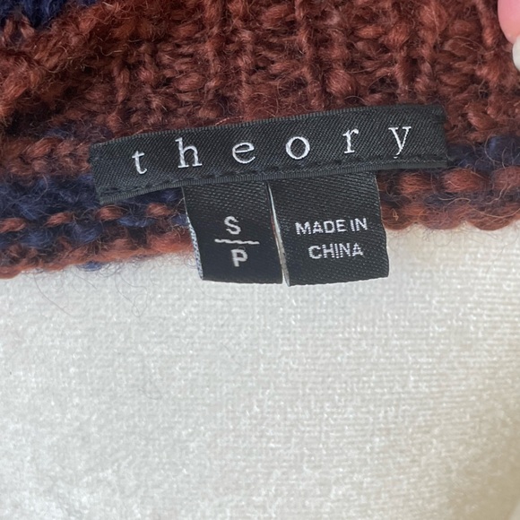 Theory Brown and Navy Stripped Sweater Size Small Petite. - Picture 6 of 6
